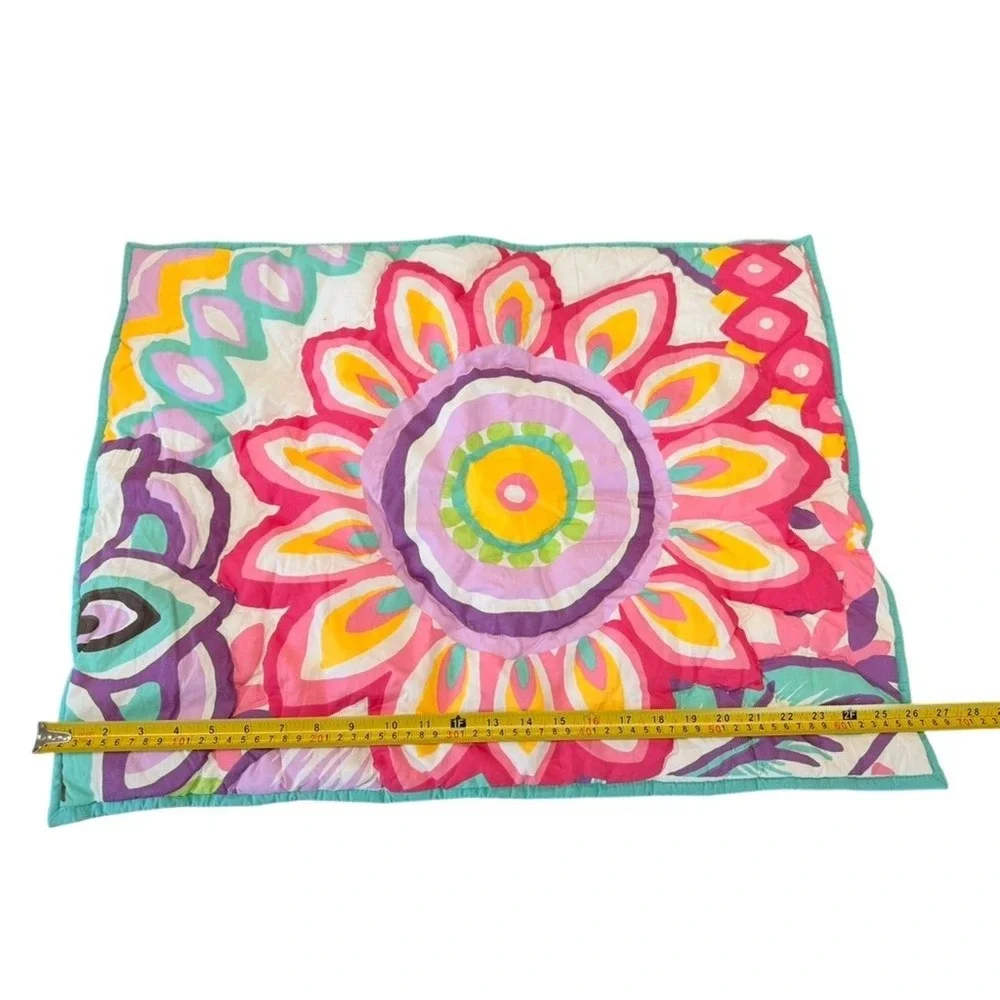 Pottery Barn Teen Twin Quilt and 1 Sham Boho Botanical Pink Teal 68x86 RARE